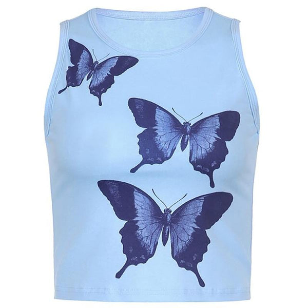 Butterfly Print Sleeveless Tank Top