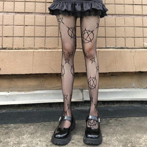 Magical Pentagram Fishnet Tights