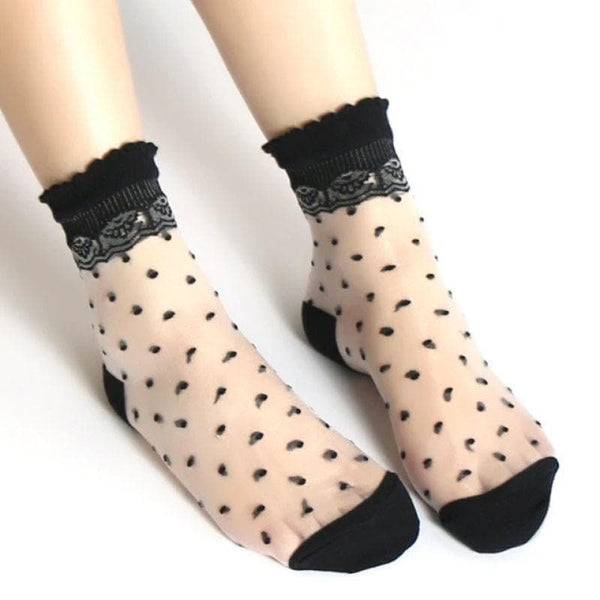 Sweet Nightmare Polka Dot Lace Socks