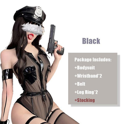 Sheer Black Police Costume Lingerie
