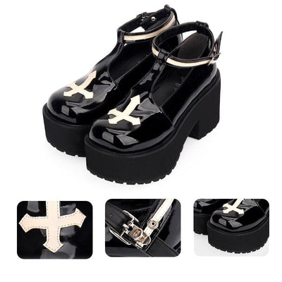 Gothic Cross Punk Lolita Shoes