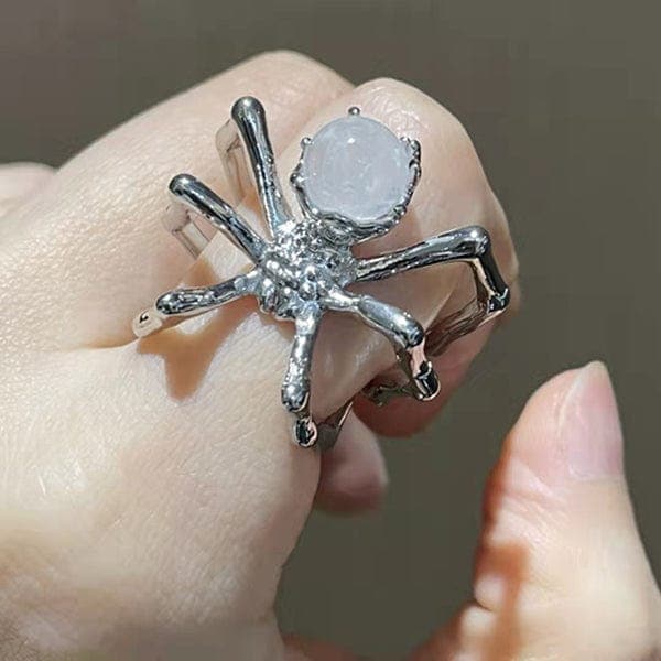 Crystal Ball Spider Ring