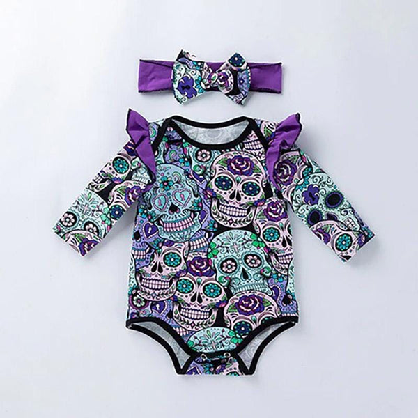 Floral Skull Baby Romper