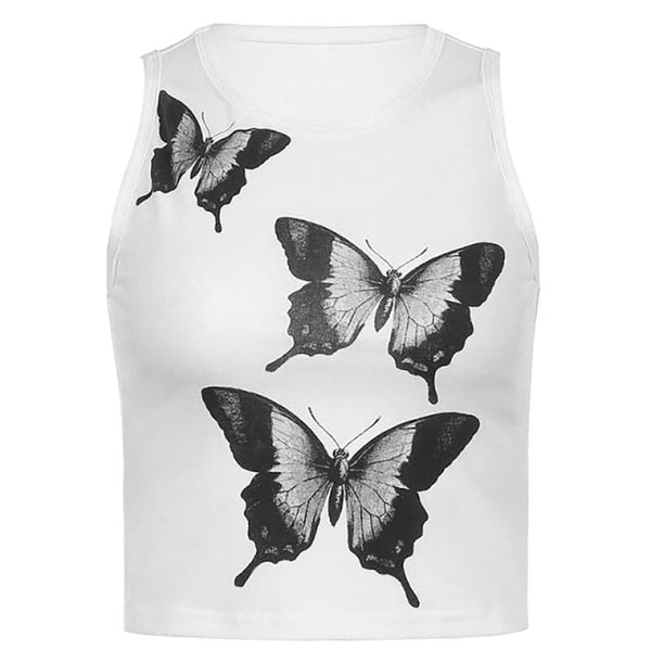 Butterfly Print Sleeveless Tank Top