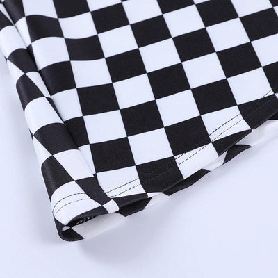 B&W Gothic Checkered Skirt
