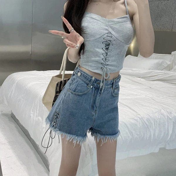 Lil Freak Fringe Denim Shorts