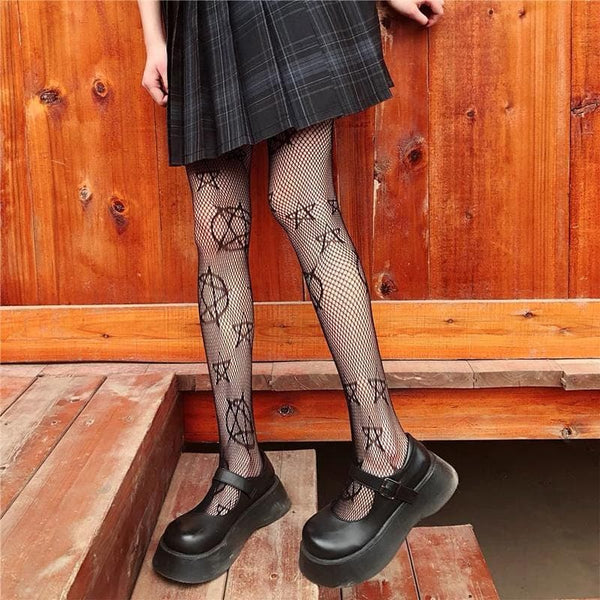 Magical Pentagram Fishnet Tights