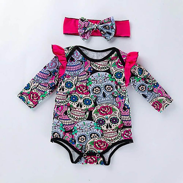 Floral Skull Baby Romper