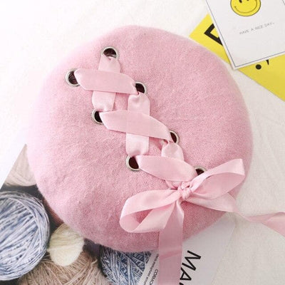 Cute Lace-up Wool Beret