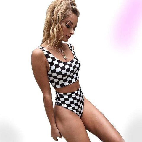 B&W Plaid Swimsuit