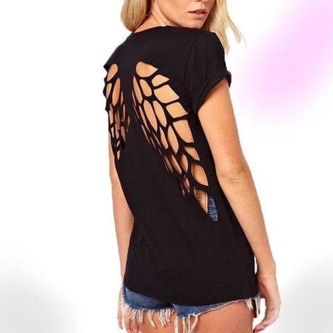 Bold Angel Wing Cut Out Shirt