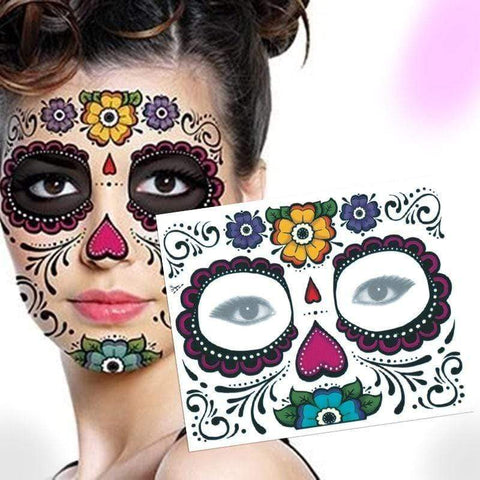 Day of the Dead Temporary Skull Face Tatts