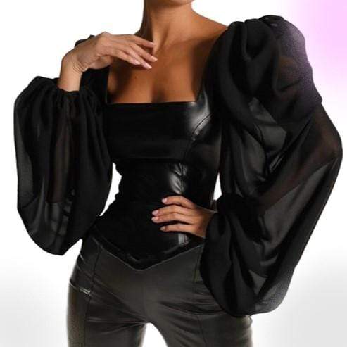 Deluxe Faux Leather Blouse