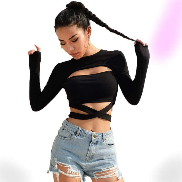 Gothic Black Crop Top