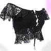 Gothic Black Lace Crop Top - BF