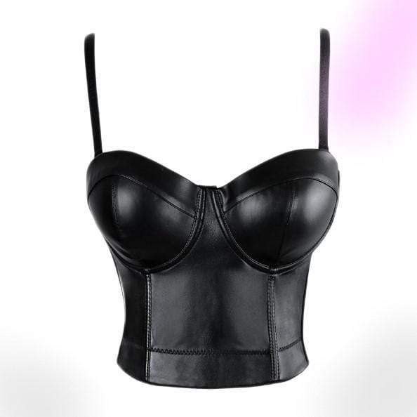 Gothic Faux Leather Bustier Crop Top - Gothic Babe Co