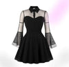 Gothic Flare Sleeve Draped Mini Dress