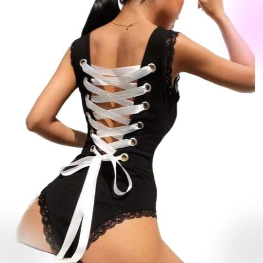 Gothic Lace Up Back Bodysuit