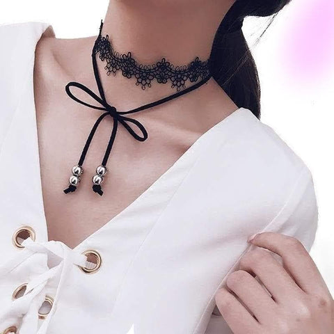 Gothic Lace and Tie Choker