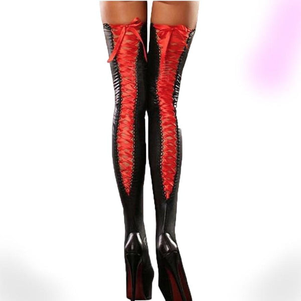 Gothic Leather Lace Thigh High