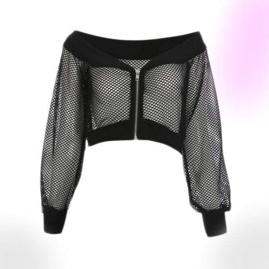 Gothic Mesh Off Shoulder Crop Top