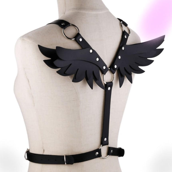 Gothic Wings Leather Harness Bondage