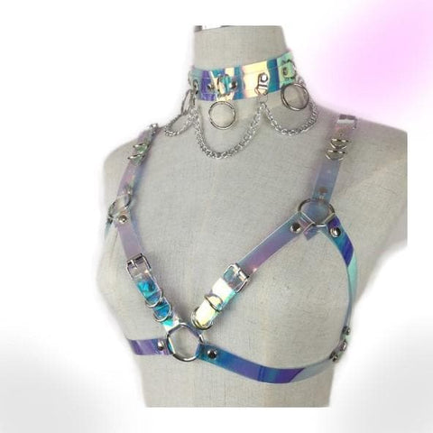 Holographic Choker Belt Harness