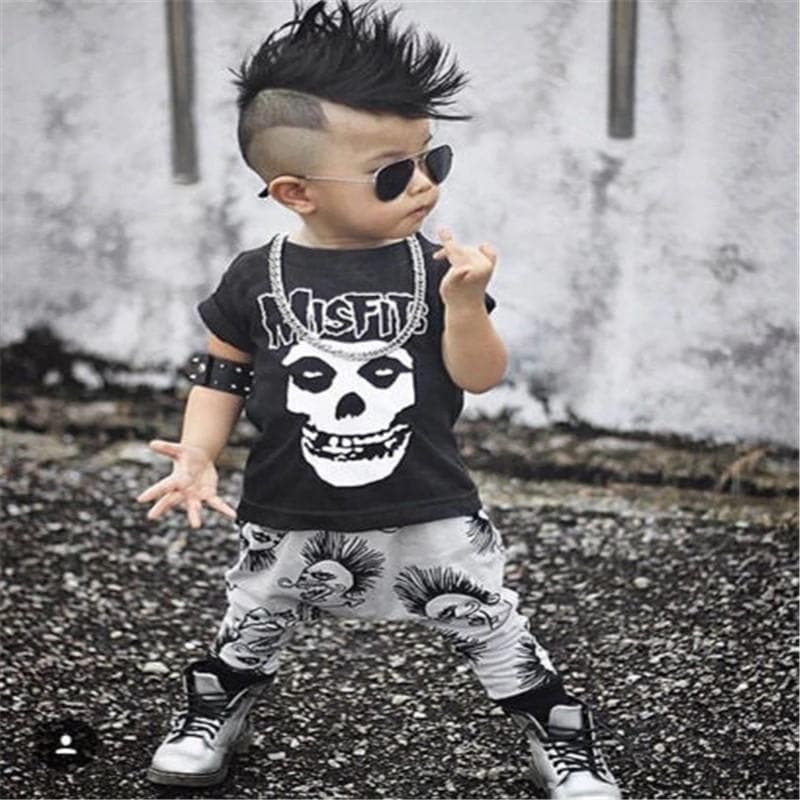 Skull Black Goth Outfits for Kids  Black and White Outfit - Gothic Babe Co