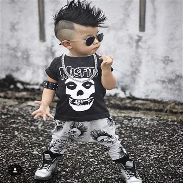 Skull Black Goth Outfits for Kids