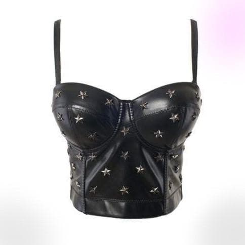 Leather Rivet Bustier Crop Top