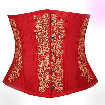 Red Embroidery Flower Corset