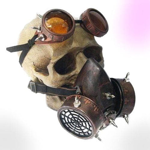 STEAMPUNK Nuclear Fall Out Spiked Respirator Gas Mask & Goggles