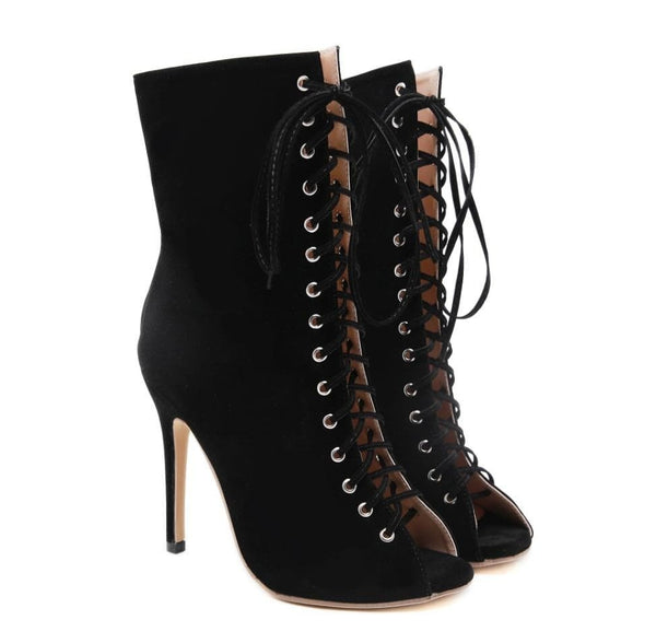 Gladiator Cross Strap Heel Boots