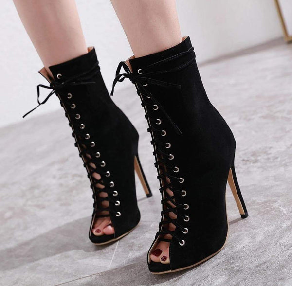 Black Ankle Strap Boots 