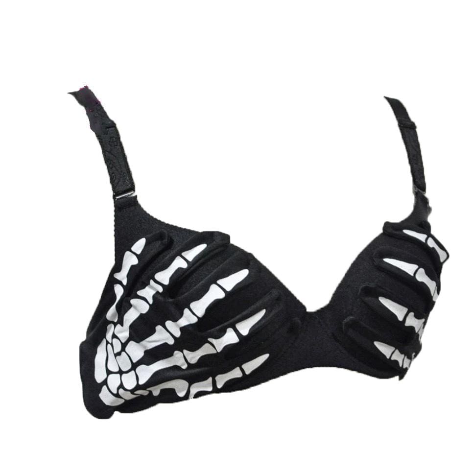 Black & White Skeleton Skull Hand Sexy Brassiere Gothic Bralette Top  Steampunk Bra Push Up Bras For Women Halloween Cosplay Wear - Bras -  AliExpress