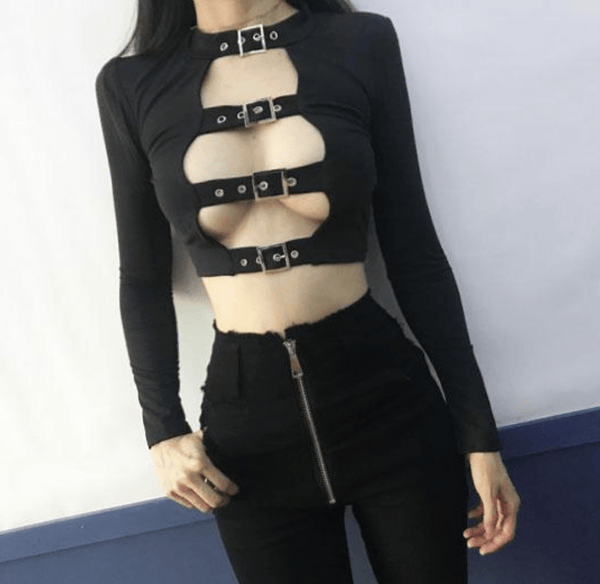 Granite Long Sleeve Crop Top