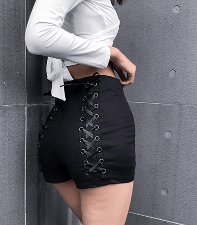 Salem Gothic Criss-Cross Bandage Shorts
