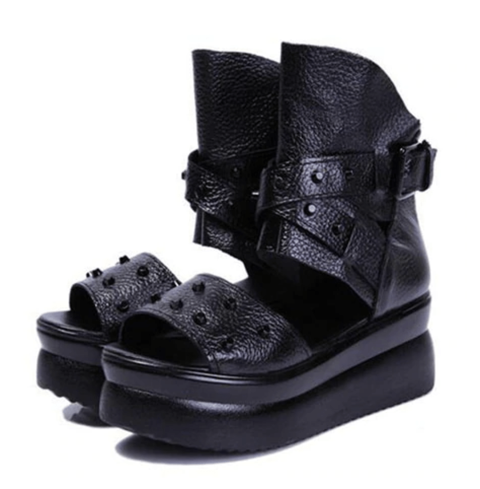 Fearless Leather Sandals - Gothic Babe Co