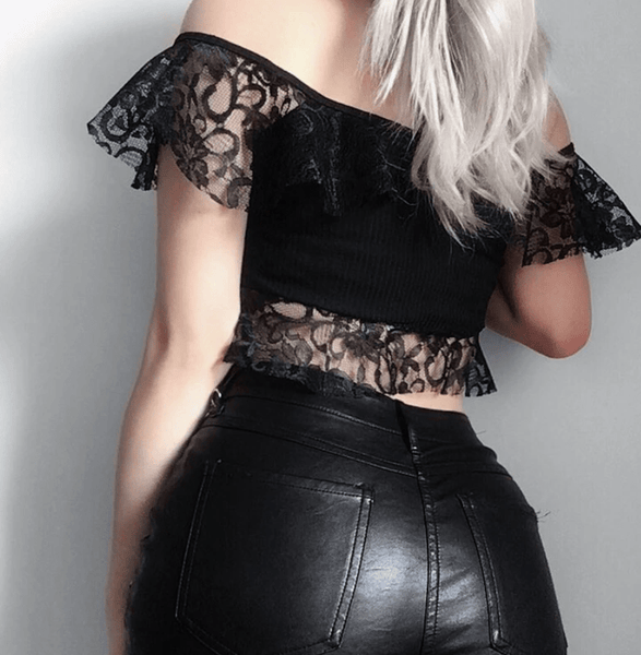 Goth Black Lace Crop Top