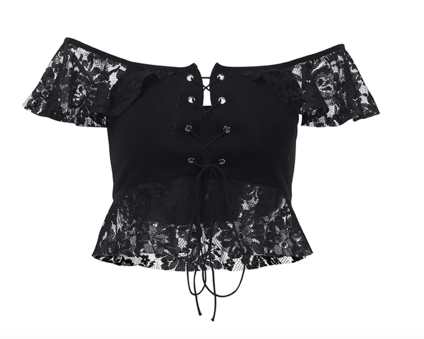 Goth Black Lace Crop Top