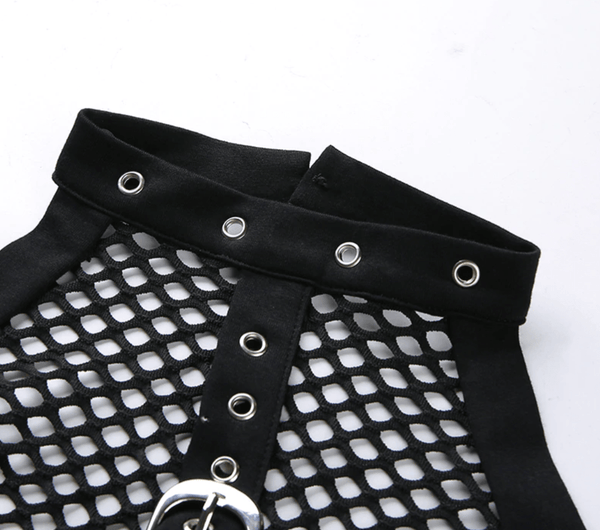 Halter Black Mesh Crop Top
