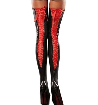 Gothic Leather Lace Tights