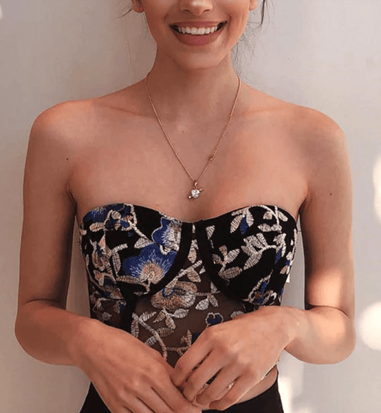 Chic Floral Embroidery Corset