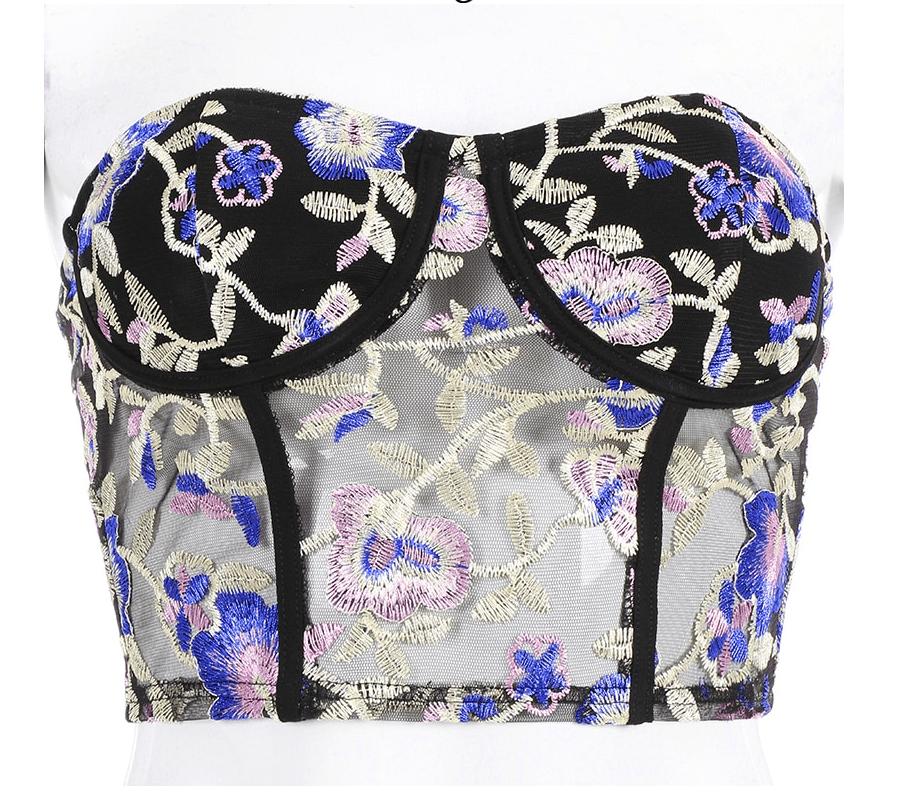 Chic Floral Embroidery Corset