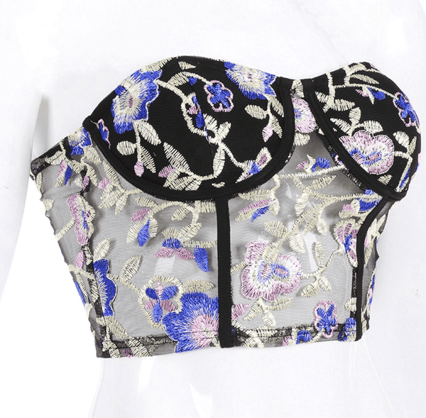 Chic Floral Embroidery Corset