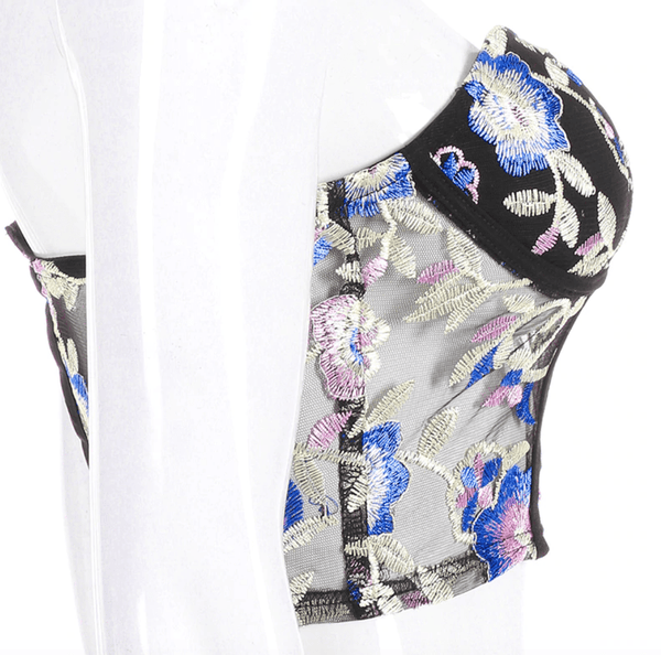 Chic Floral Embroidery Corset
