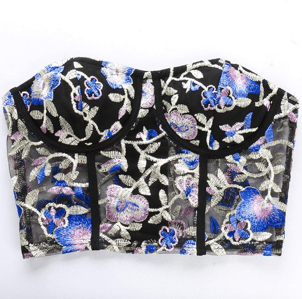 Chic Floral Embroidery Corset