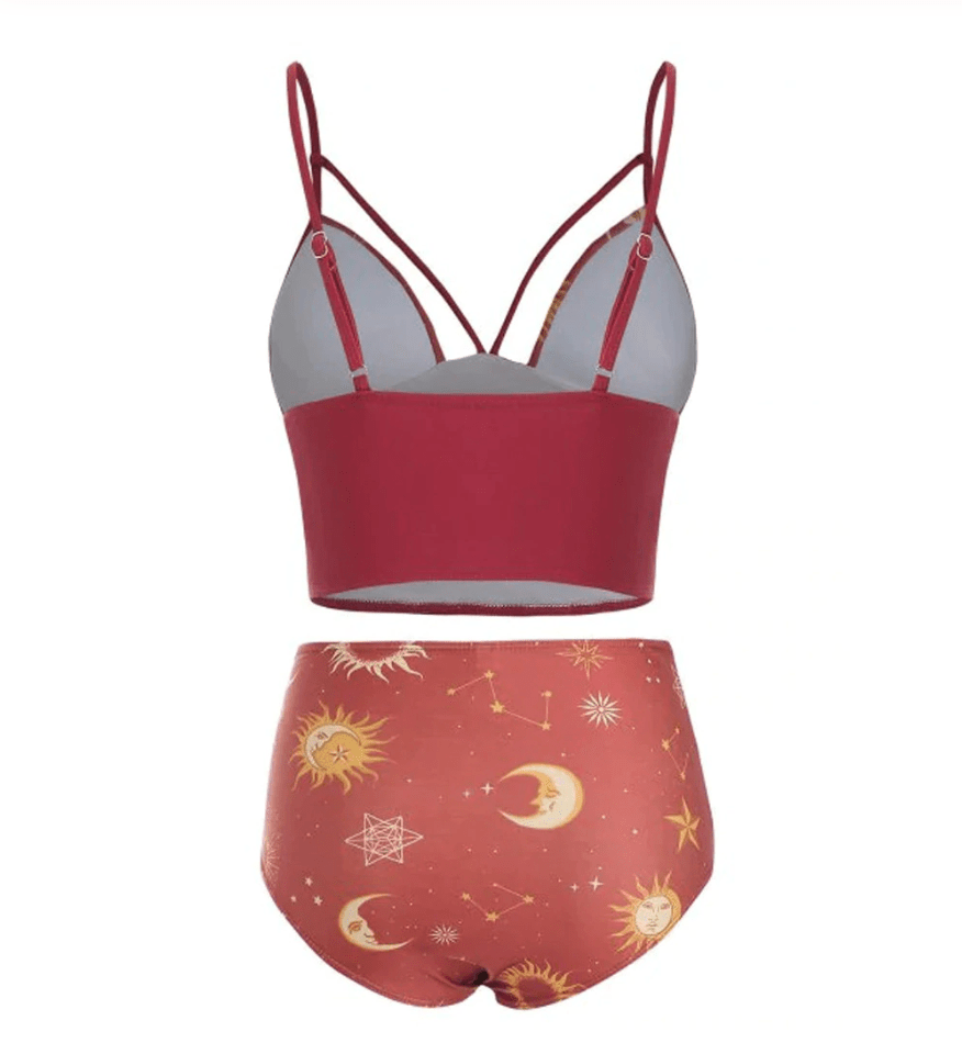 Lace up sun and clearance moon padded tankini swimsuit