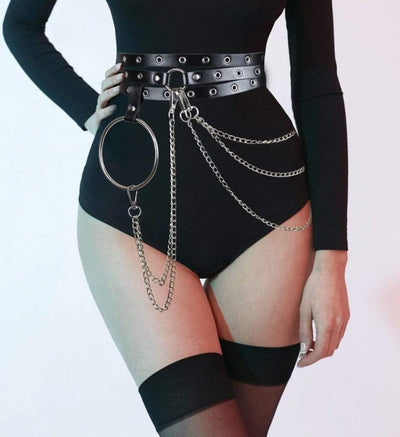 Dropship Sexy Women Harness Waist Belt PU Leather Garters O-Ring