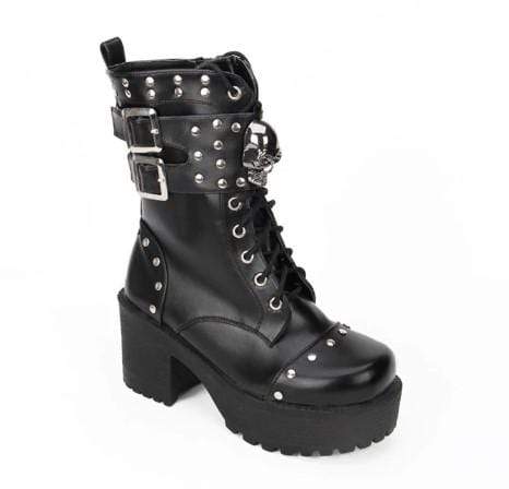 Cramps Gothic Rivet Skull Boots